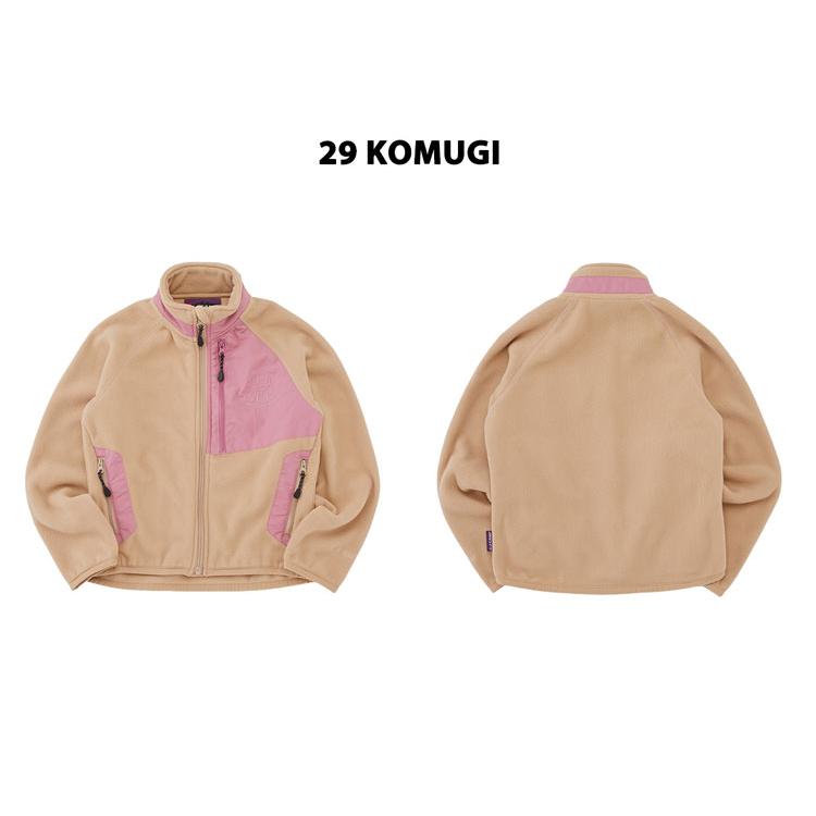 フリース ベージュ トップス ピンク模様 J.J CAMP フリース キッズ 長袖 フリースジャケット 難燃 もこもこ