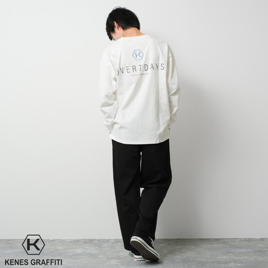 メンズ ロゴ刺繍&プリントロングTシャツ ビッグシルエット メンズ ロゴ刺繍&プリントロングTシャツ ビッグシルエット