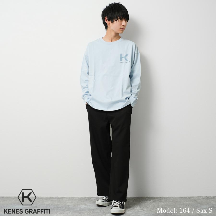 メンズ ロゴ刺繍&プリントロングTシャツ ビッグシルエット メンズ ロゴ刺繍&プリントロングTシャツ ビッグシルエット