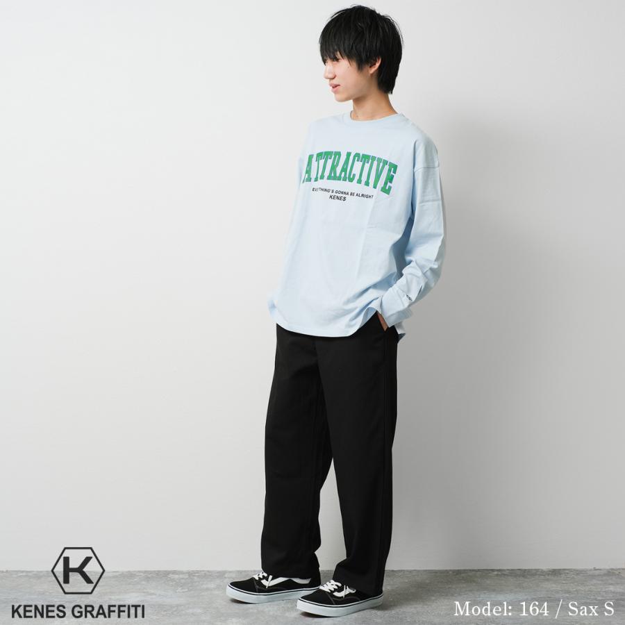 メンズ アーチロゴプリントロングTシャツ ビッグシルエットトップス