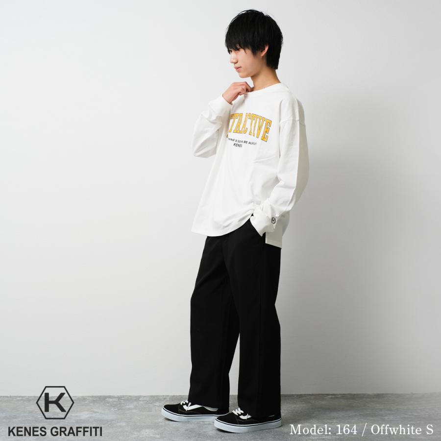 メンズ アーチロゴプリントロングTシャツ ビッグシルエットトップス