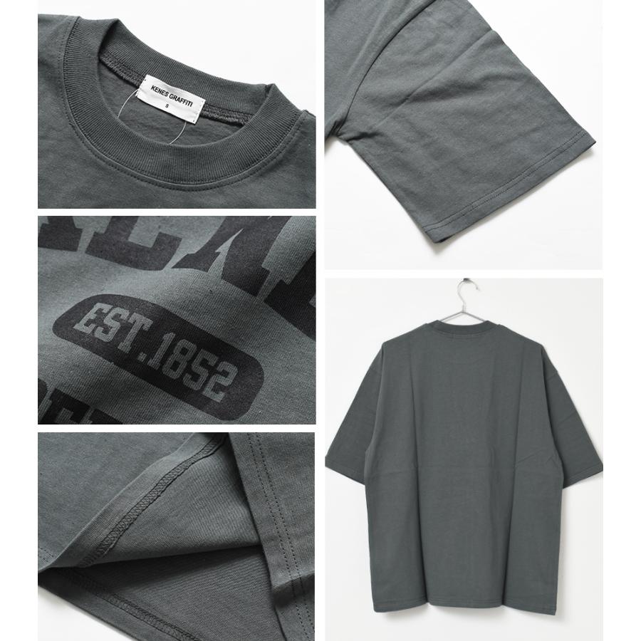 メンズ 夏物 アーチロゴプリント半袖Tシャツ トップス ゆったり ビッグ