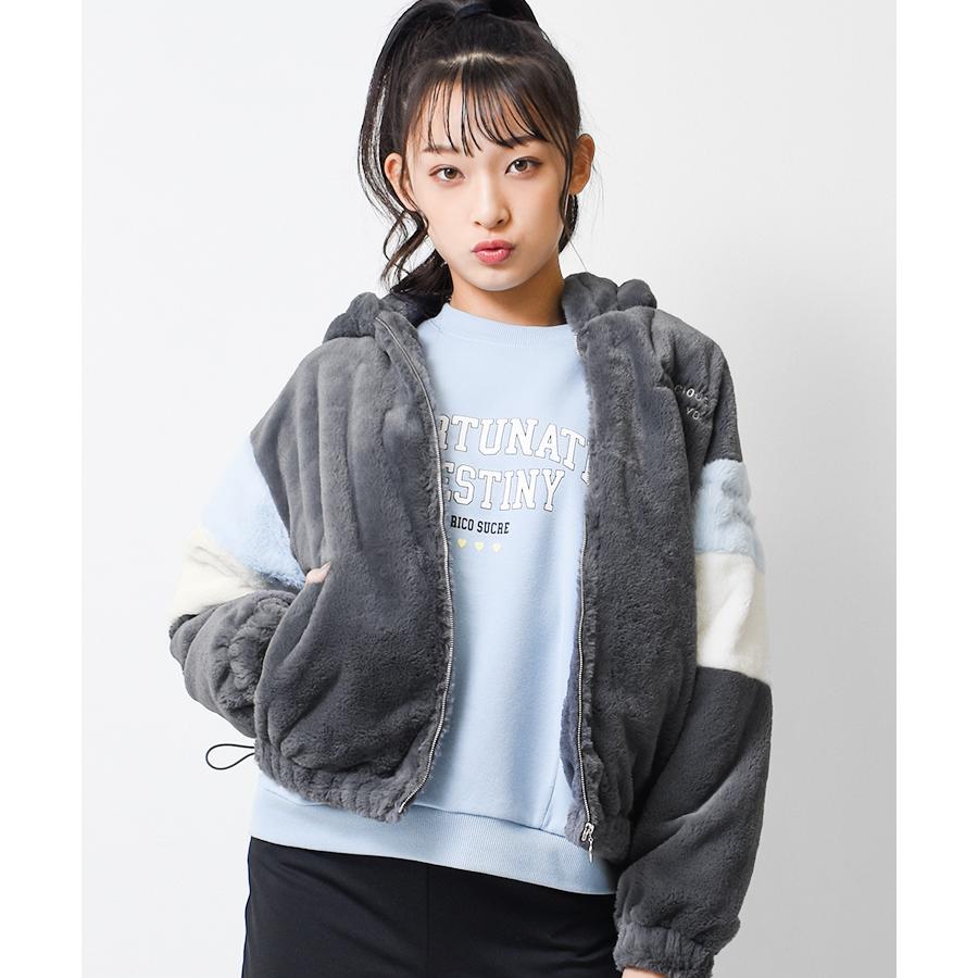 RiCO SUCRE 子供服 ファーフーディージャケット 女の子 アウター RiCO SUCRE 子供服 ファーフーディージャケット 女の子 アウター