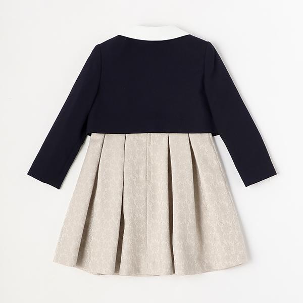 プティマイン キッズ 女の子 petit main ジャガード リボン ワンピース  