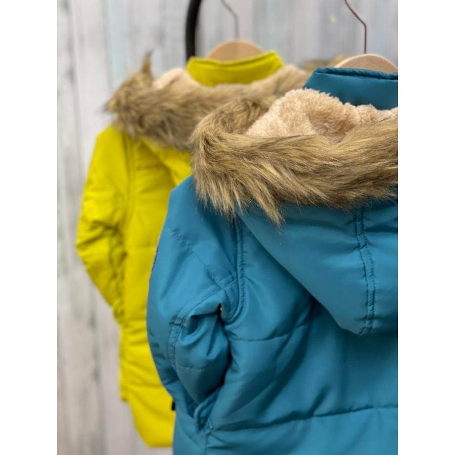 あったか中綿コート 110cm 120cm 130cm ターコイズブルー イエロー  