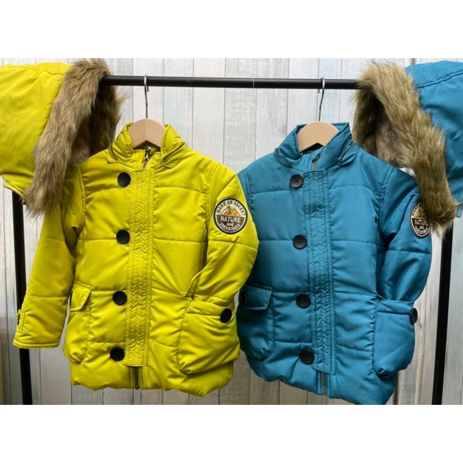 あったか中綿コート 110cm 120cm 130cm ターコイズブルー イエロー  