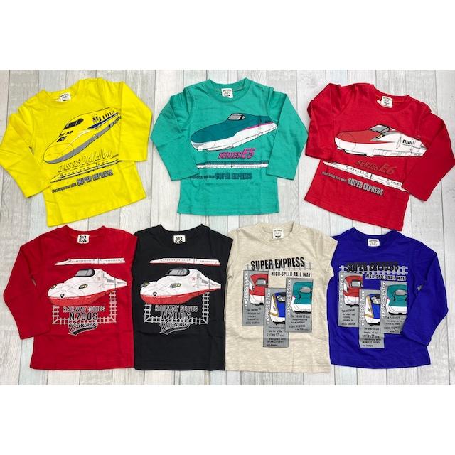 新幹線 電車 長袖Tシャツ 100cm 110cm 120cm 130cm 綿100% はやぶさ  