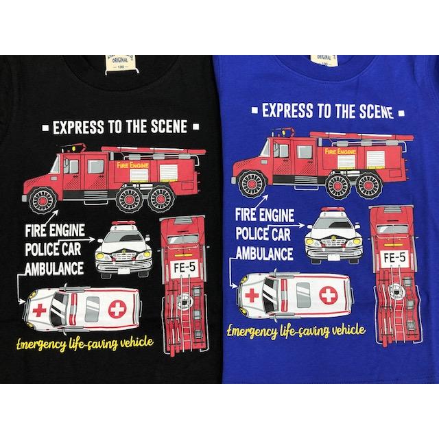 楽天最安値に挑戦】 消防車ロンT80サイズ 長袖 Tシャツ 名入れ はたらくくるま 救急車 パトカー 消防車 お誕生日 こども服 ロンt 長t はたらく車