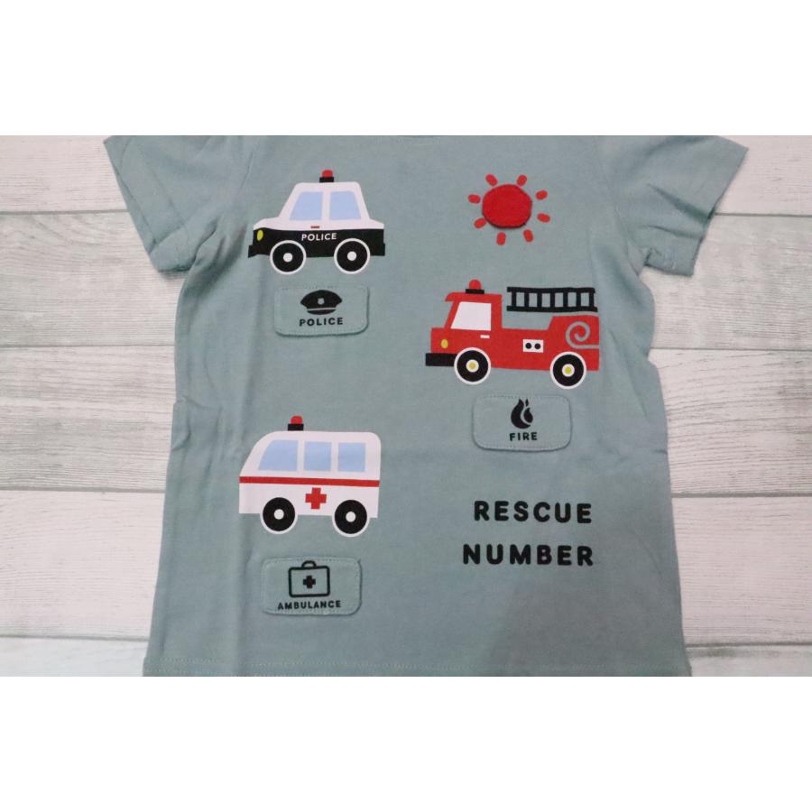 半袖Tシャツ 80cm 90cm 100cm 110cm 120cm 130cm はたらく車 綿100％ 救急車 消防車 パトカー 知育 子供服 男の子 働く車 夏 ベビー｜kidsbird2｜02