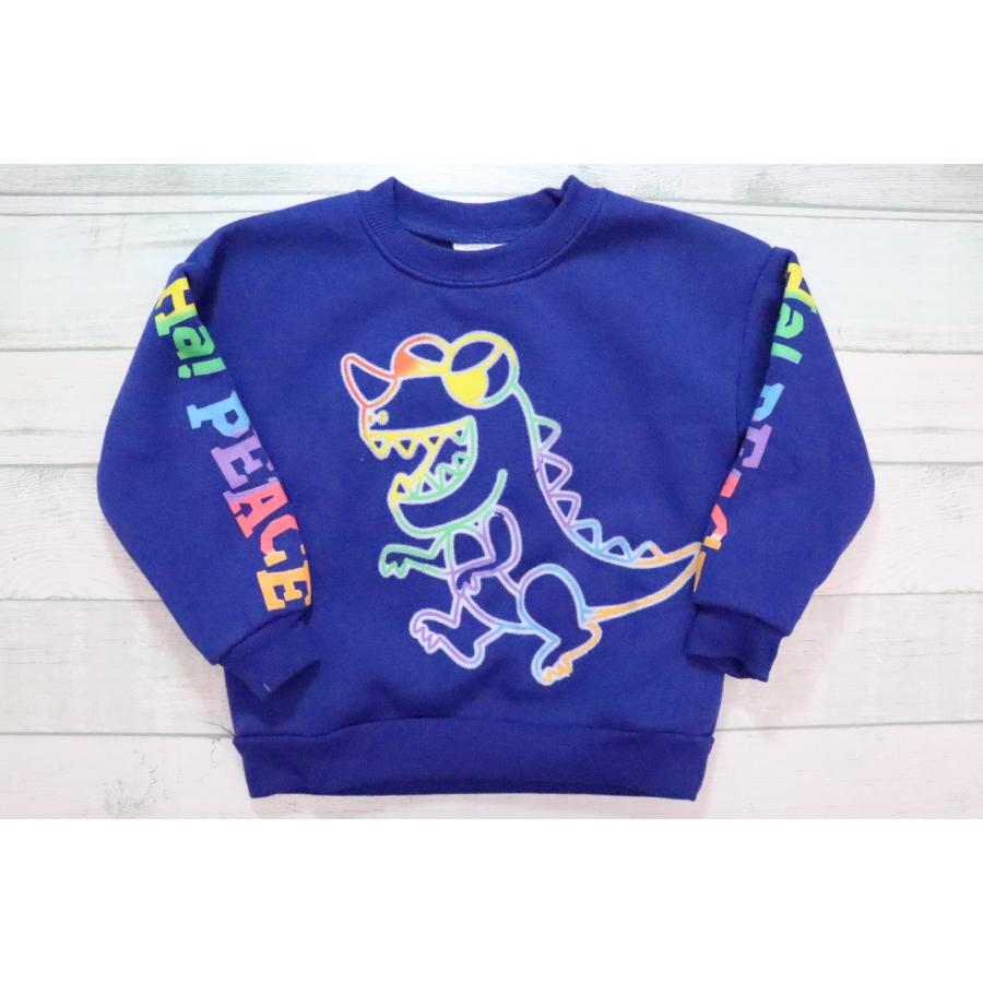 あったか 恐竜 トレーナー 100cm 110cm 120cm 130cm レインボー