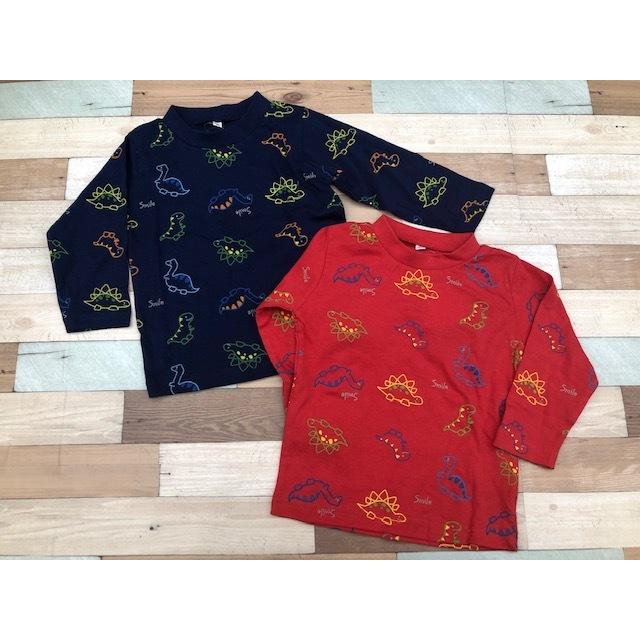 恐竜 長袖tシャツ 80cm 90cm 95cm ベビー 男の子 子供服 カットソー ダイナソー ステゴサウルス 綿100 プルオーバー 秋 薄手 春 再販ご予約限定送料無料 プチプラ 可愛い 総柄