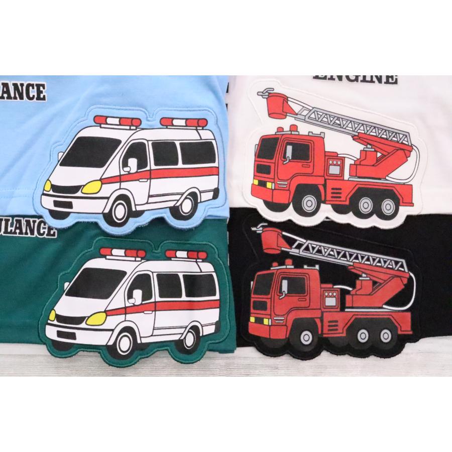 働く車 半袖 Tシャツ 100cm 110cm 120cm 130cm 消防車 救急車 パトカー