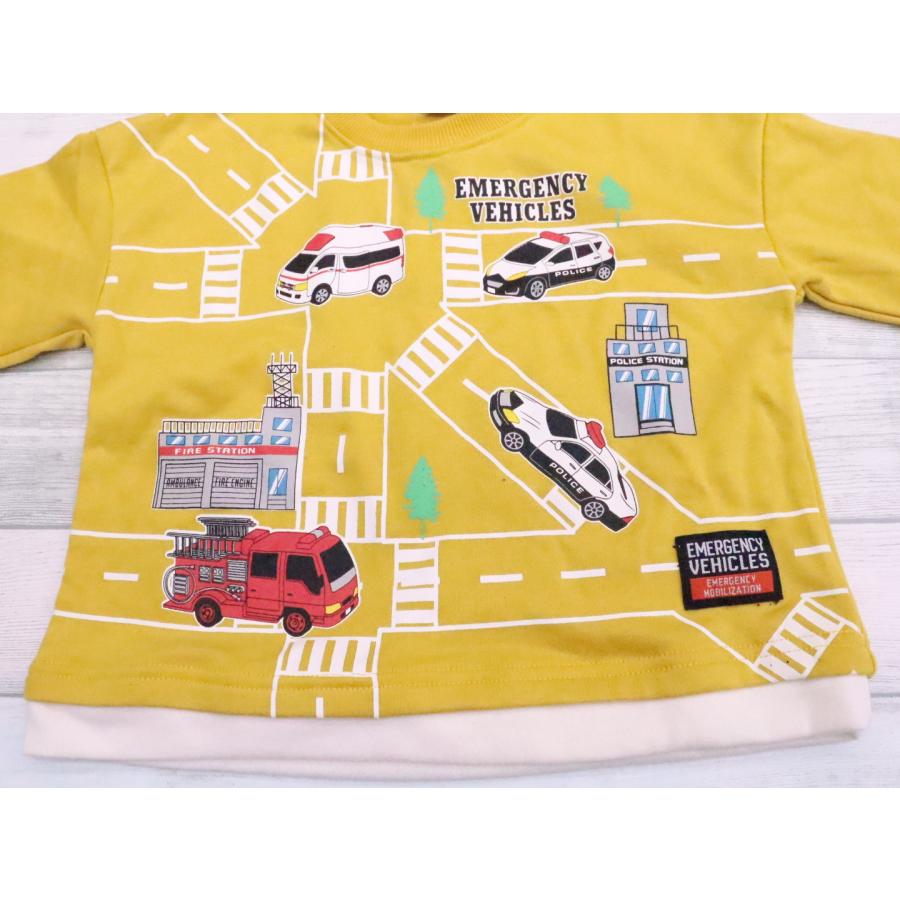 はたらく車 トレーナー 100cm 110cm 120cm 130cm 働く車 裏毛 重ね着風