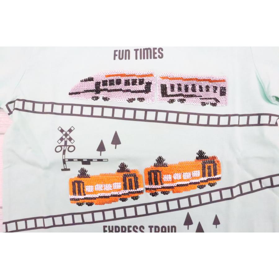 新幹線 電車 スパンコール 長袖 Tシャツ 110cm 120cm 130cm 変色 