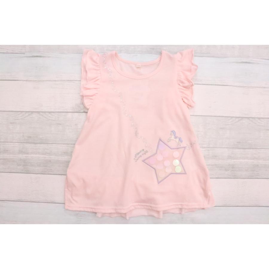 Tシャツ 90cm 95cm 100cm 110cm 120cm 130cm チュニック フレンチスリーブ フリル 星 ユニコーン お洒落 キッズ 子供服 女の子 夏 可愛い ガールズ｜kidsbird2｜06