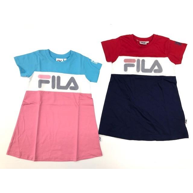 Fila 半袖 ワンピース Tシャツ 子供服 キッズ 女の子 フィラ 綿100 子供 110cm 1cm 130cm 水色 赤 紺 スポーツ系 夏 切り替え 8611 キッズ バード 通販 Yahoo ショッピング