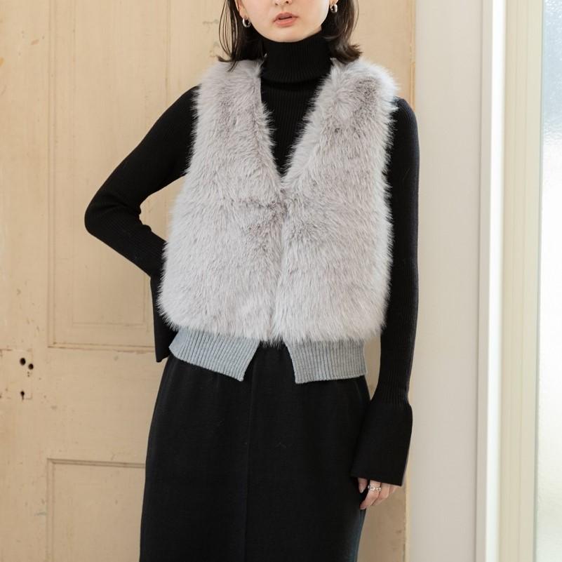 2024AW新作】フェイクファー切替ジレ 型番19-0340 : bequadro - 通販