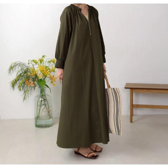 フロントZIPカラーワンピース／ブージュルード（Bou Jeloud）カーキ