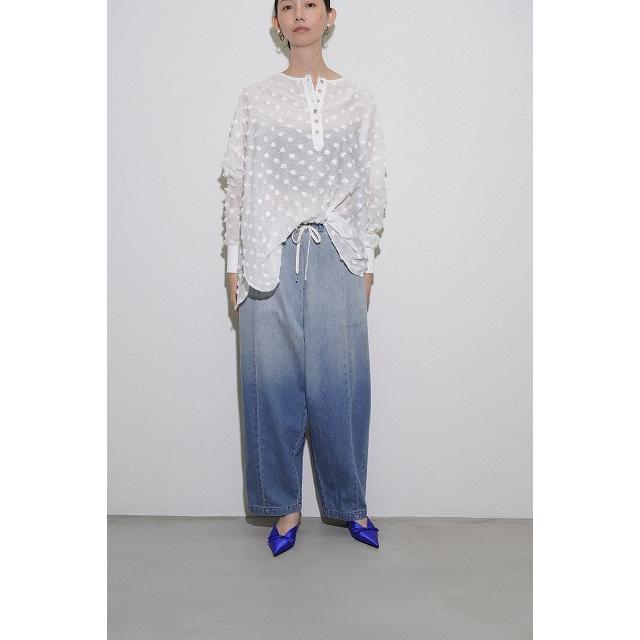 美品【CYAN TOKYO】2026SS ドットジャガードヘンリーブラウス 即納】【CYAN 2026 SPRING&SUMMER Vol1】 CYAN TOKYO シアン シアン