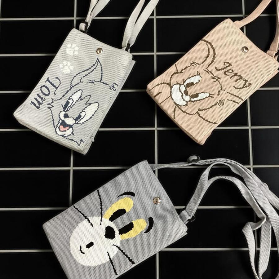 スマホショルダーニットバッグ トムとジェリー レディース サコッシュ