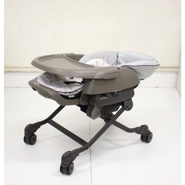 【美品】コンビ ネムリラ 4キャス 手動 ハイローチェア ネムリラ 送料無料 手動スウィング ネムリラ4キャス プラッドグレー