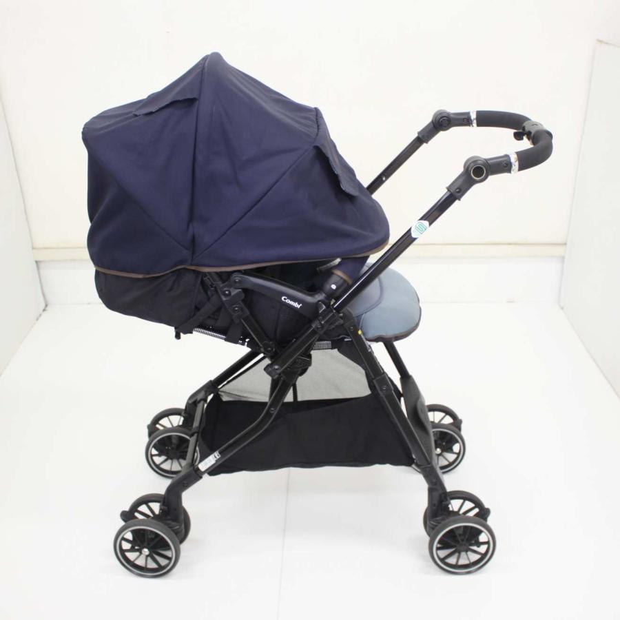 送料無料 美品 スゴカルα 4キャス compact へリンボンネイビーNB 軽量ハイシート 生後1ヶ月〜 クリーニング済_1