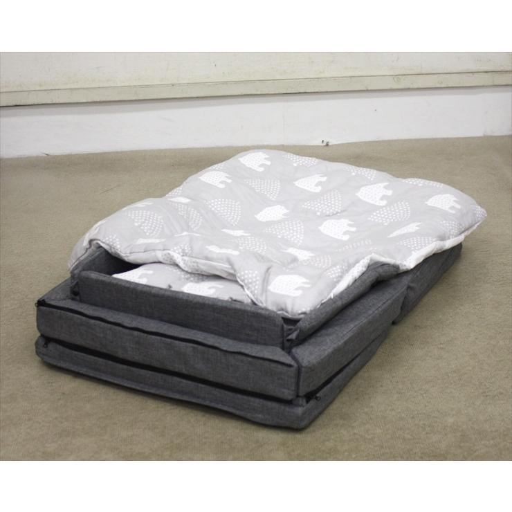 送料無料 美品 ファルスカ コンパクトベッド FREE メランジグレー  