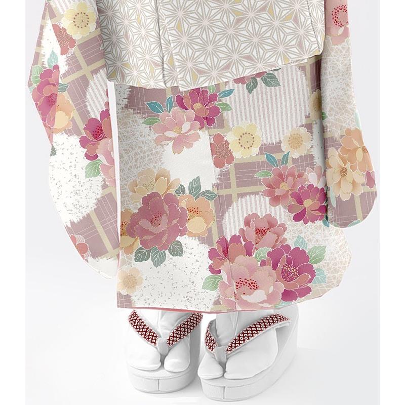 七五三 着物 3歳 女の子 被布セット 2020年 式部浪漫ブランドkagura 桜に翁格子マロン 販売 購入 :3kagura9