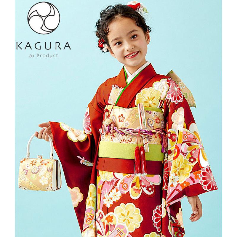 七五三 着物 7歳 女の子 フルセット 2022年red 式部浪漫 カグラ 絵羽柄 