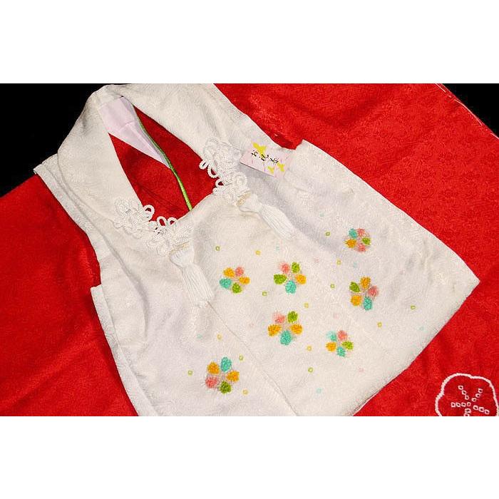 七五三着物 3歳着物 753 被布セット 正絹手絞り、手描き柄赤x白 日本製 :sh013:kidskimonoyuuka - 通販