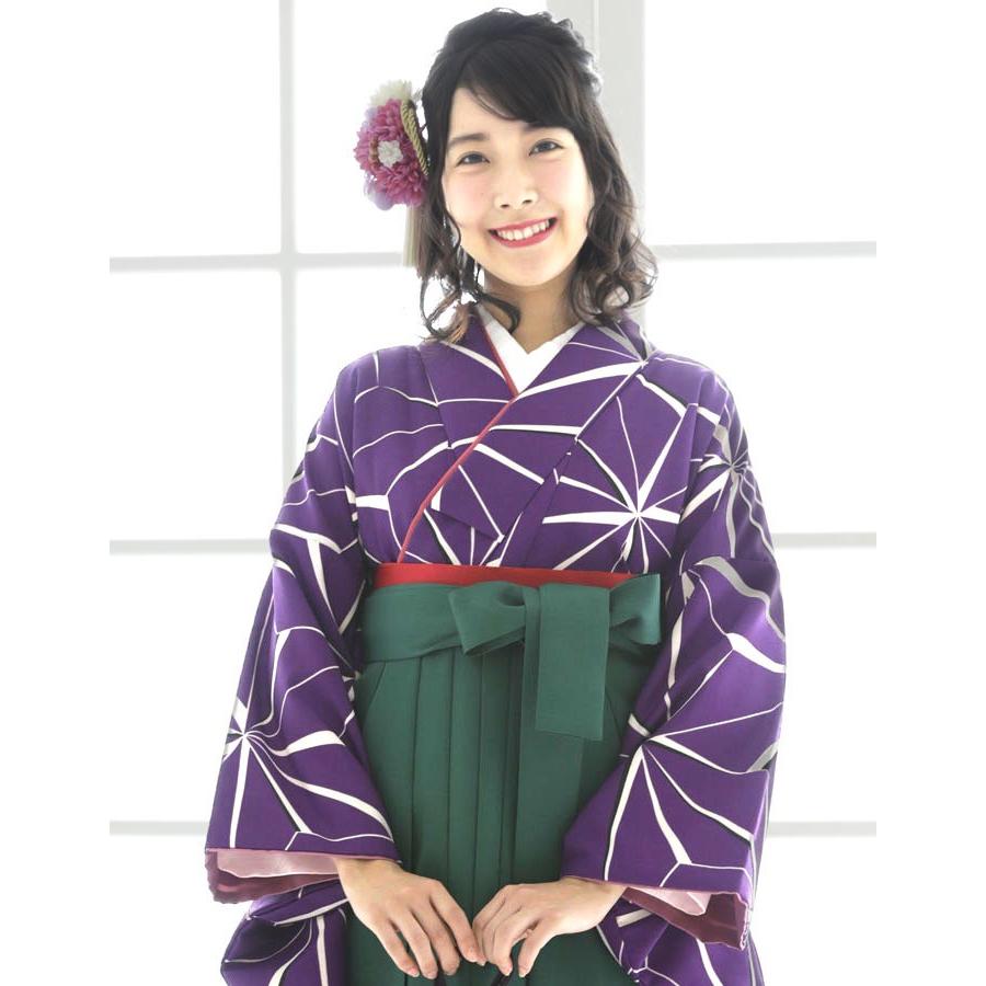 とっておきし新春福袋 小学生 麻の葉柄紫　刺繍袴　購入  ブランド 袴セット  振袖 卒業式 着物、着物ドレス