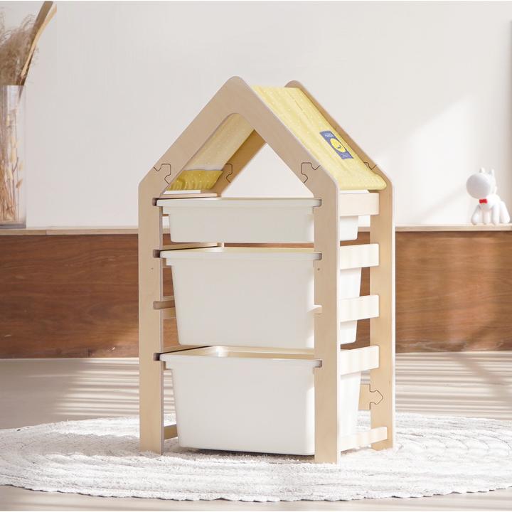 子供部屋 収納 おもちゃ収納 ラック 4段 チェスト ケース3個付き お片付け 収納ボックス kino kinoの画像
