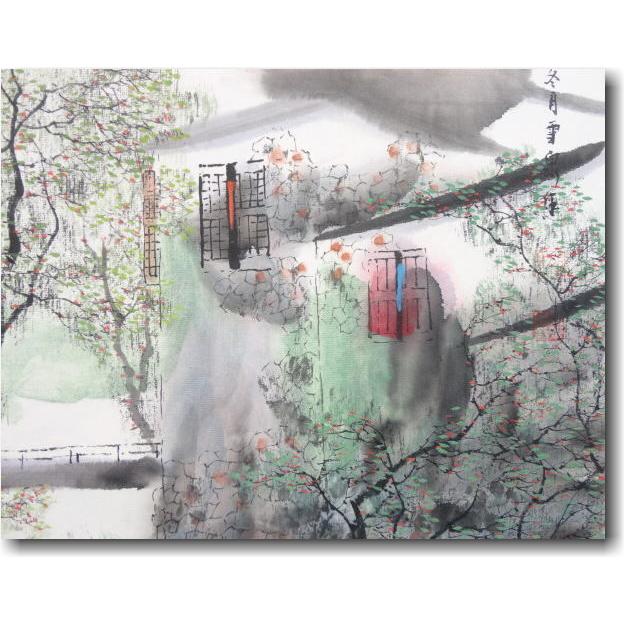 蘇州の水彩画 春韻 雪泉作 江南山水 オリジナル原画 : 中国雑貨の蘇州