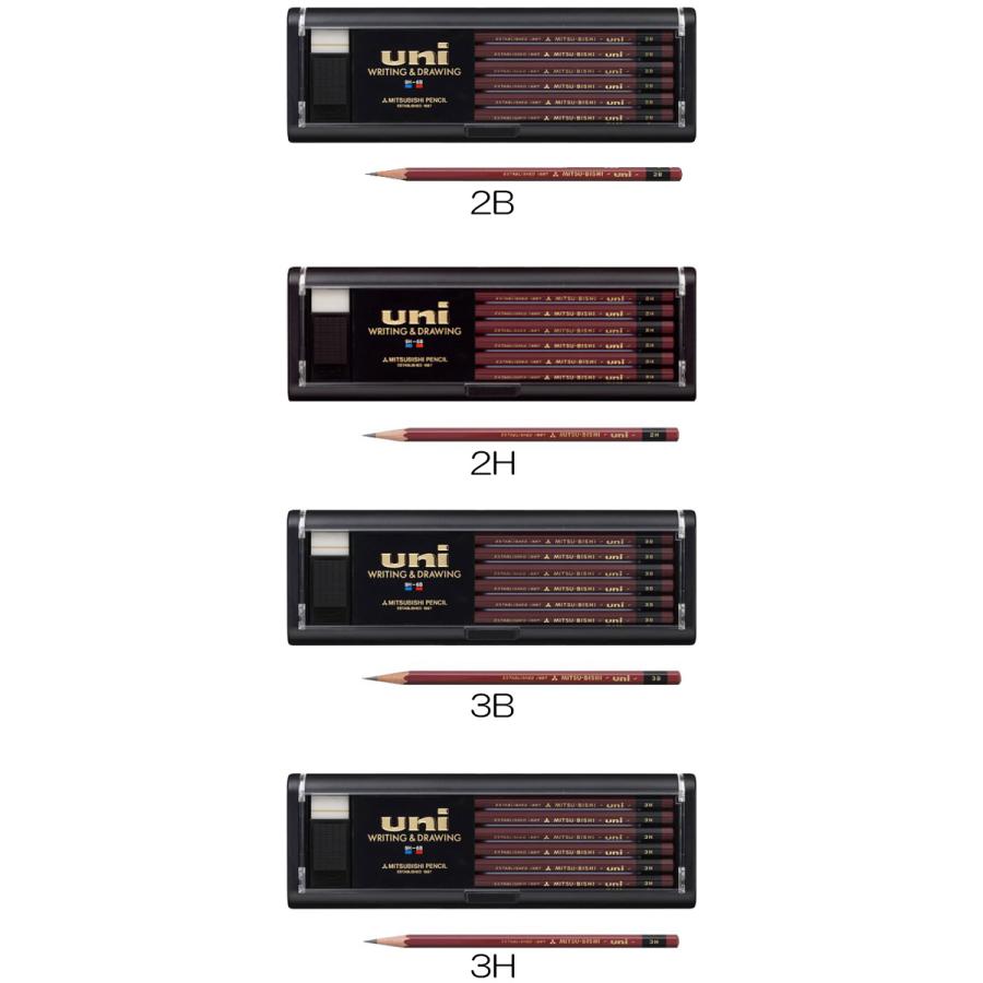 uni（三菱鉛筆） 送料込み 鉛筆 ユニ スタンダード uni 12本入 2B 2H