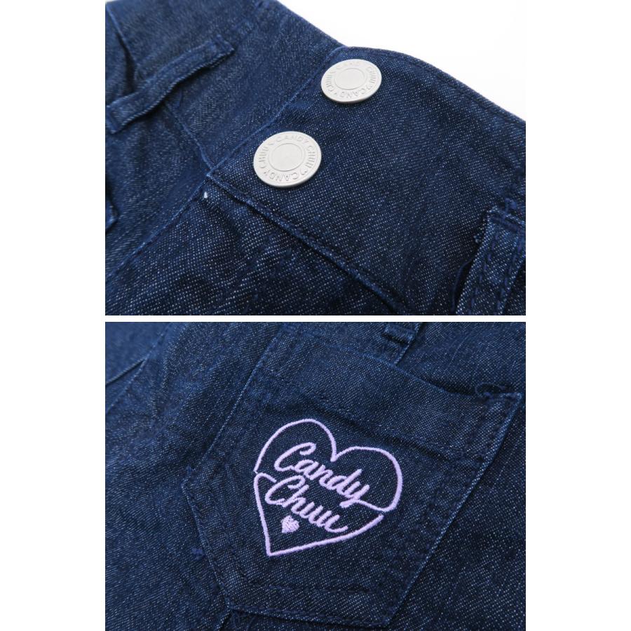 40%OFFセール Candychuu キャンディチュウ ショートパンツ デニム 女の子 ハイウエスト ロゴ刺繍 無地 ショーパン K 2102 C|kidstantan|02