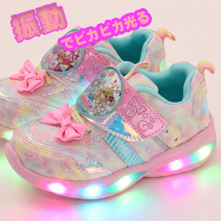 名探偵プリキュア！ 光る靴 スニーカー 女の子 キャラクター キッズ 振動で光る 15-19cm G 新作 2603  C | コマリヨー | 03