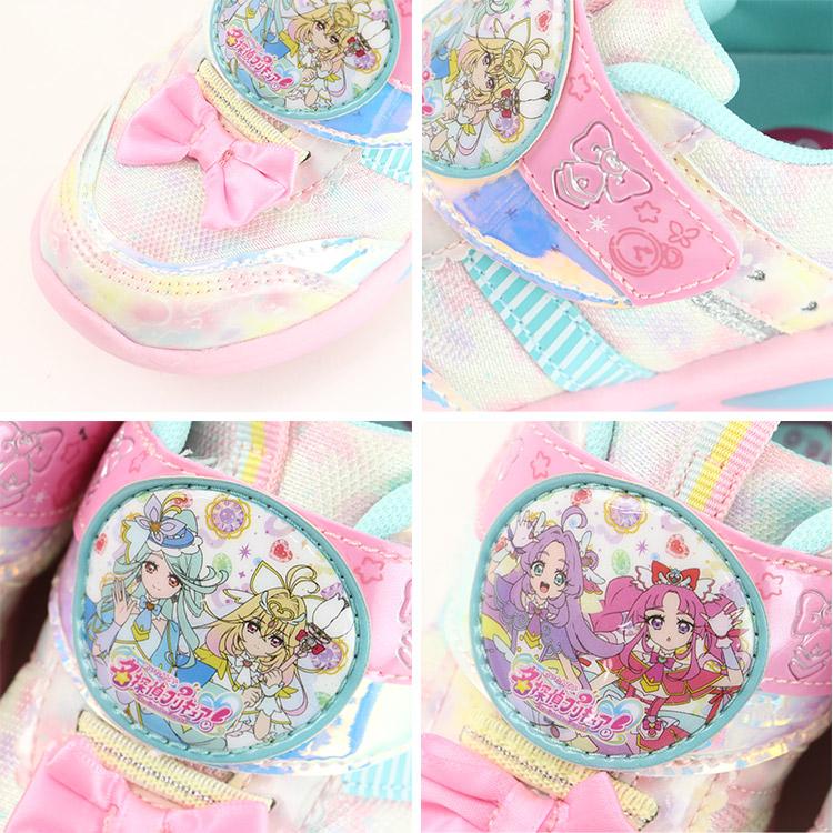 名探偵プリキュア！ 光る靴 スニーカー 女の子 キャラクター キッズ 振動で光る 15-19cm G 新作 2603  C | コマリヨー | 06