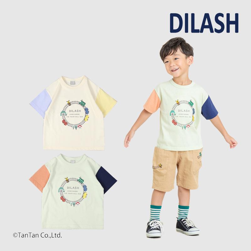 DILASH（ディラッシュ） 30％OFFセール 半袖Tシャツ 電車柄 袖配色