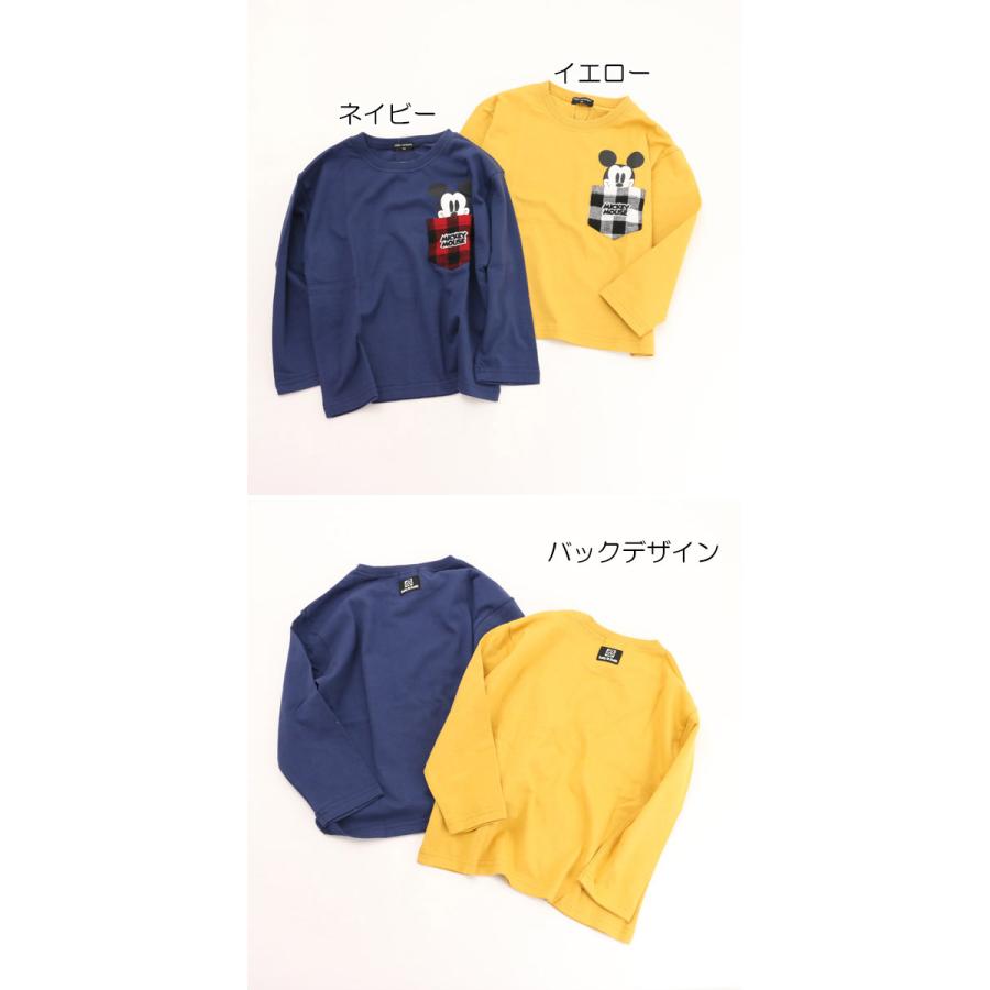 Daddy Oh 長袖Tシャツ チェック柄ポケットミッキー ディズニーコラボ 