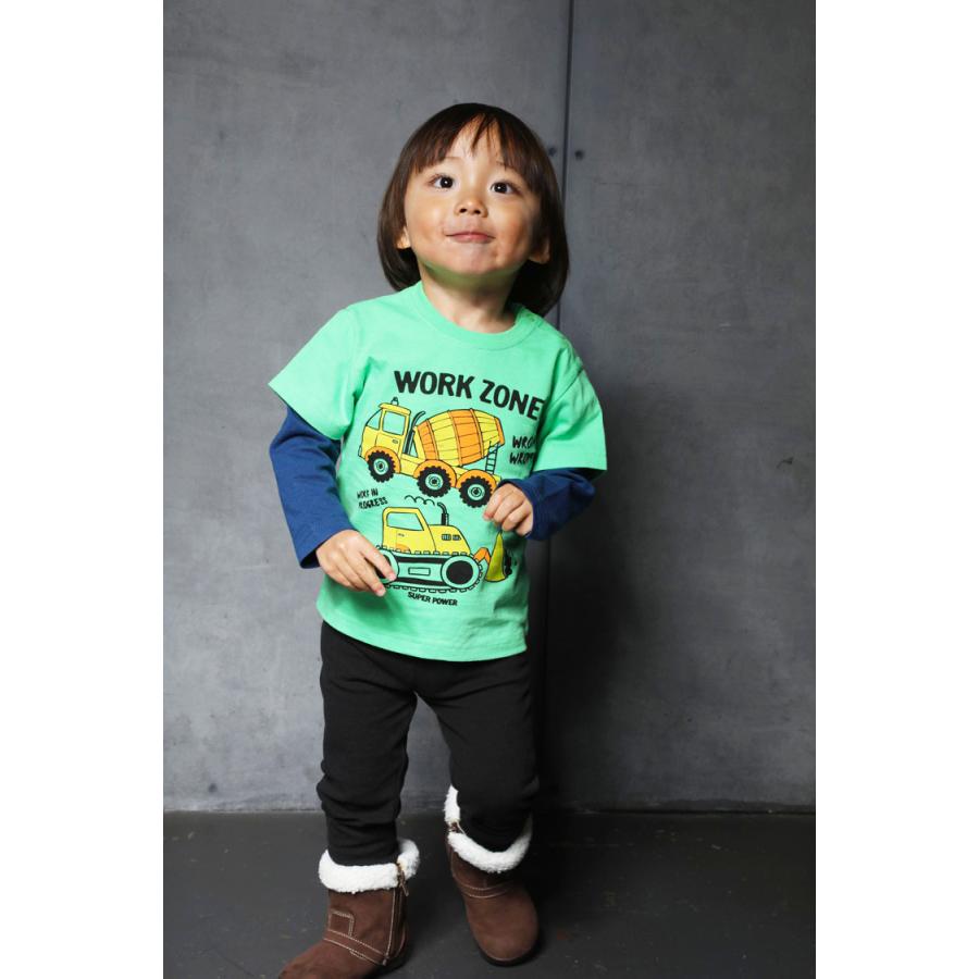 50％OFFセール 長袖Tシャツ 子供服 男の子 働く車 ショベルカー  