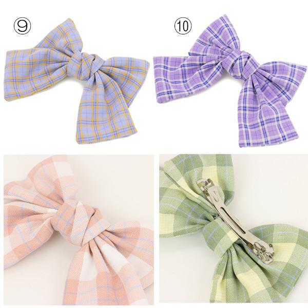 50％OFFセール リボン バレッタ 大きめ チェック柄 女の子 キッズ 子供