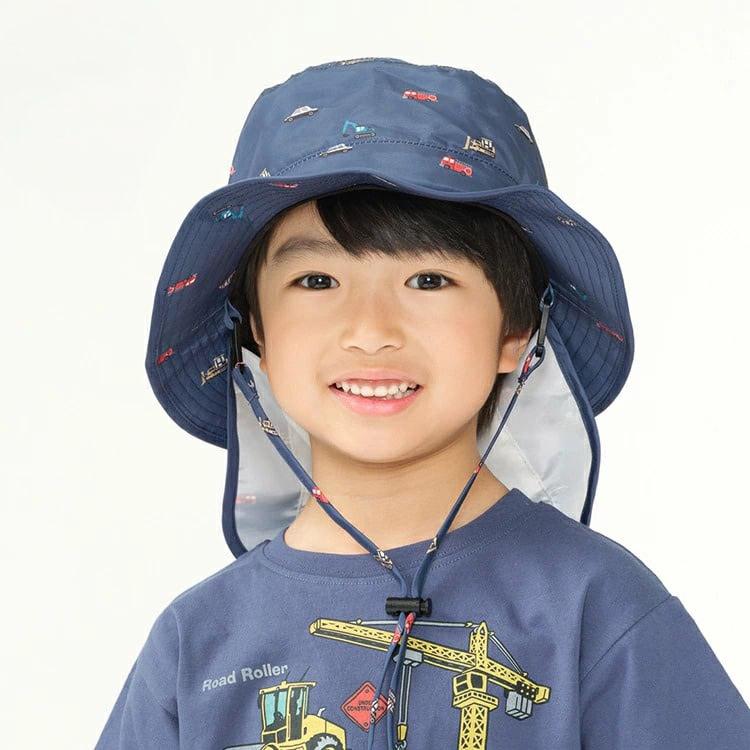 給食帽子　働く車柄 Kids Foret（キッズフォーレ） はっ水ハット 帽子 はたらく車柄 保冷剤