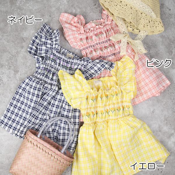 Bonjour diary チェック柄刺繍　チュニック 10Y bonjour diary ibiza top 8y チュニック ワンピース ボンジュール