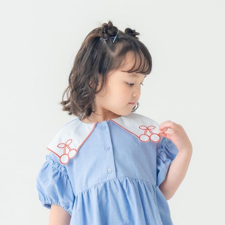 Bonbonjour 贅沢な刺繍布地、パステルカラーの可愛いワンピース サイズ2 la poche biscuit（ラポシェビスキュイ） 20％OFFセール チェリー刺繍