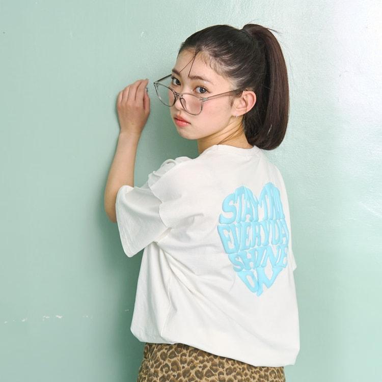 LOVETOXIC 送料込み 半袖Tシャツ 発泡バックハート ロゴ 綿100
