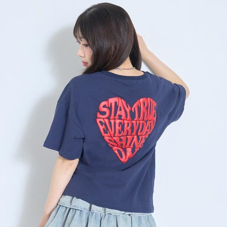 LOVETOXIC 送料込み 半袖Tシャツ 発泡バックハート ロゴ 綿100
