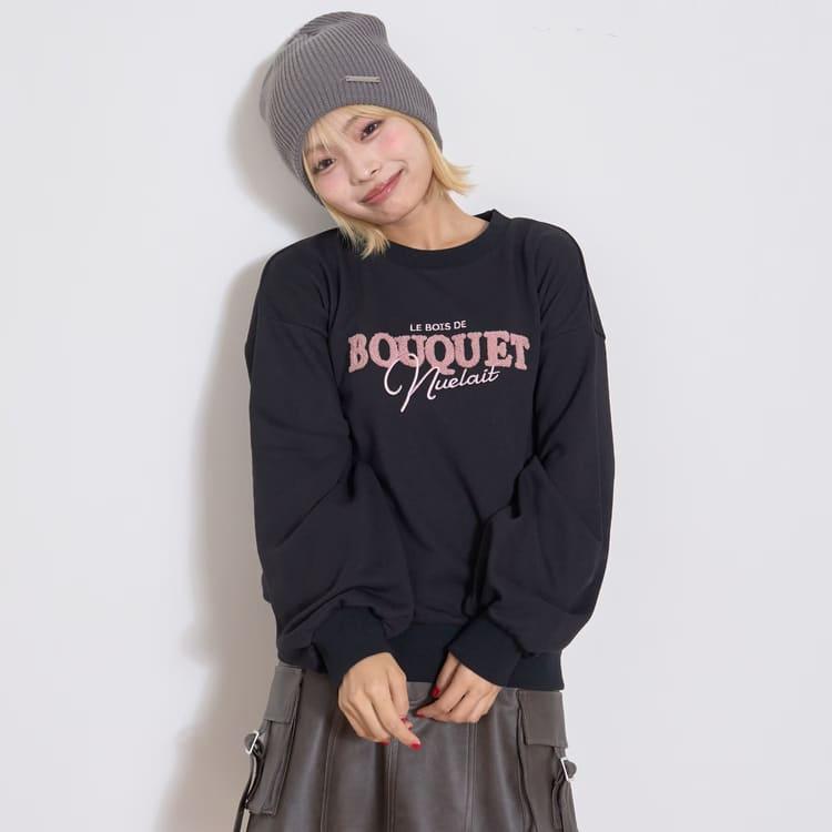LOVETOXIC ロゴ刺しゅうベーシックスウェット トレーナー