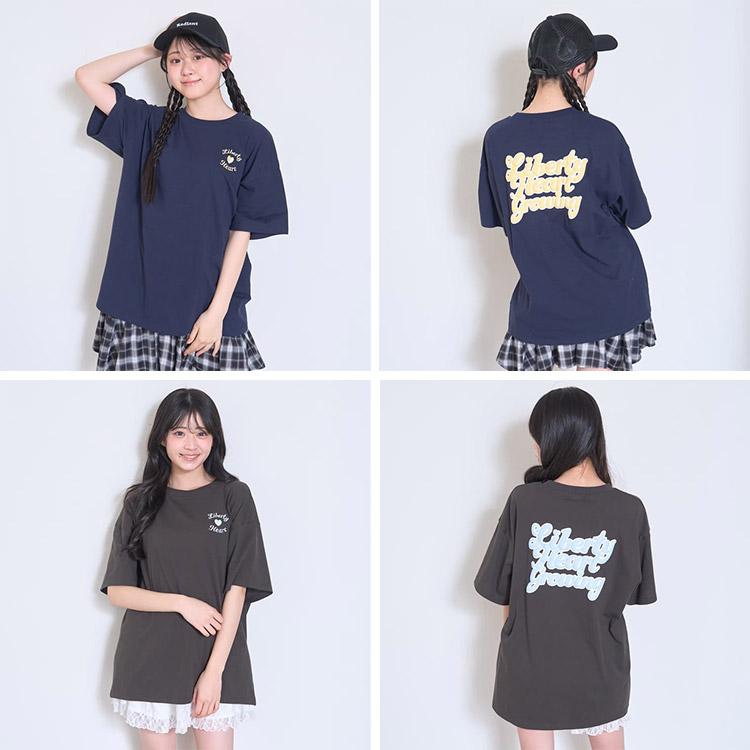 LOVETOXIC ラブトキシック 半袖Tシャツ ルーズ プックリバックロゴ 綿