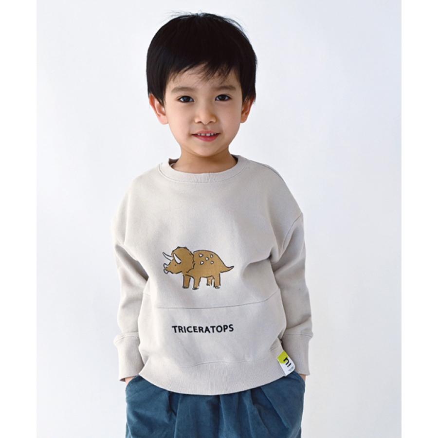 40%OFFセール 子供服 トレーナー 長袖 男の子 女の子 100 110 120 130 140 トリケラトプス キッズ 恐竜 nico hrat ニコフラート K 2103 C|kidstantan|05