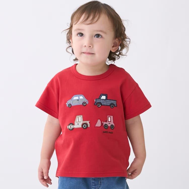 petit main 半袖シャツ プティマイン ヨット 車アップリケ 男の子